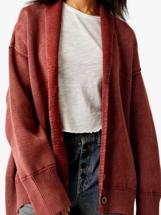Free People Sweaters - FREE PEOPLE Chamomile Cocoon Cardigan Size M - RUST